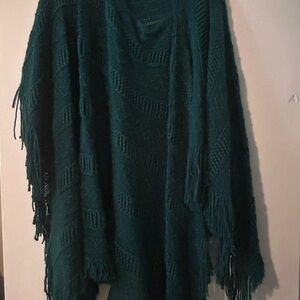 Elegant Teal Sweater with Fringe